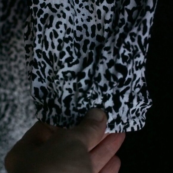 Zara | Animal Print Long Sleeve Midi Dress in Black & White - Picture 5 of 7